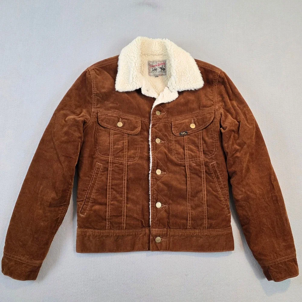 Lee Storm Rider Sanforized Mens Corduroy Sherpa Lined Trucker Jacket Vintage Sm